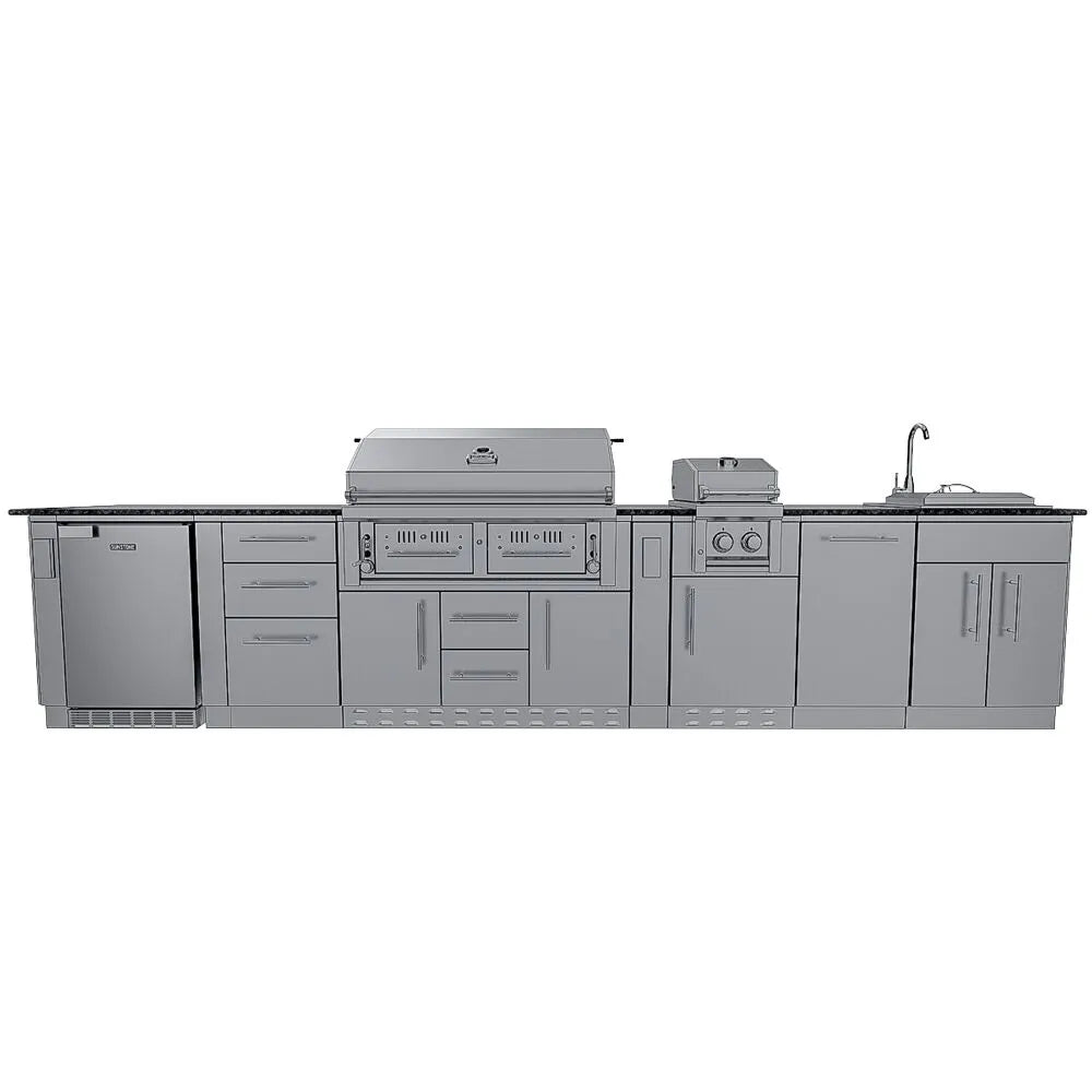 Sunstone Grills THE DALLAS 14 Foot Outdoor Cabinet Island Package with the Largest Gas Hybrid Charcoal Grill – SCPDALLAS14