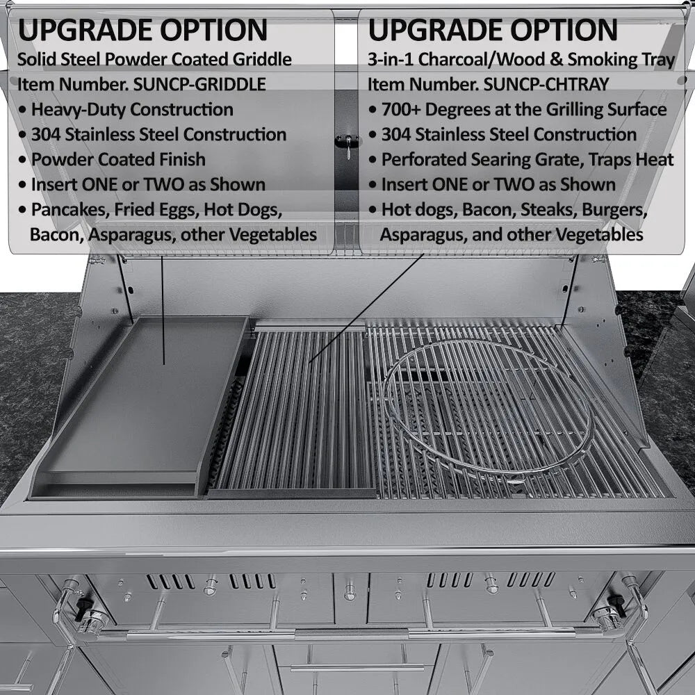 Sunstone Grills THE DALLAS 14 Foot Outdoor Cabinet Island Package with the Largest Gas Hybrid Charcoal Grill – SCPDALLAS14