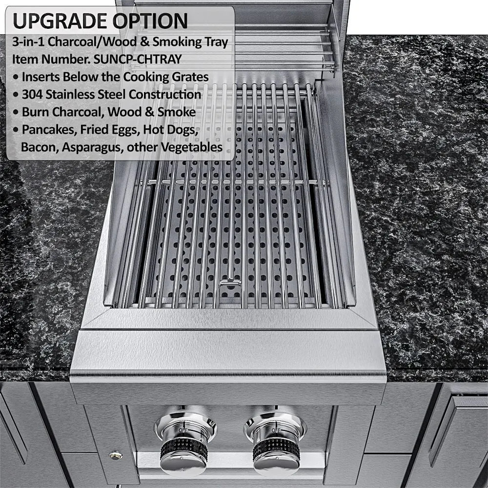 Sunstone Grills THE DALLAS 14 Foot Outdoor Cabinet Island Package with the Largest Gas Hybrid Charcoal Grill – SCPDALLAS14