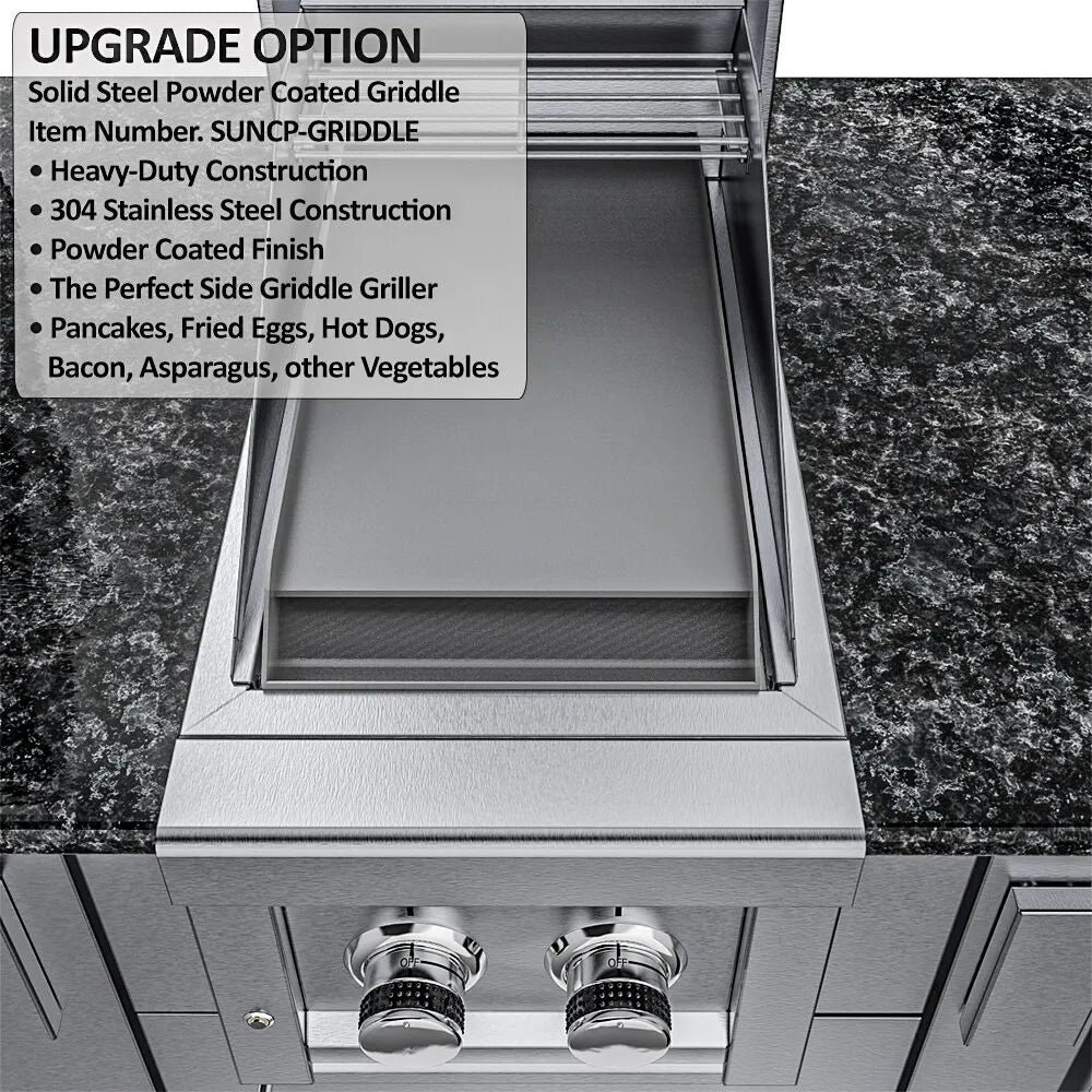 Sunstone Grills THE DALLAS 14 Foot Outdoor Cabinet Island Package with the Largest Gas Hybrid Charcoal Grill – SCPDALLAS14