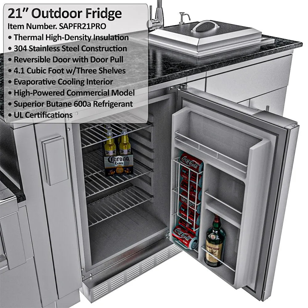 Sunstone Grills THE DALLAS 14 Foot Outdoor Cabinet Island Package with the Largest Gas Hybrid Charcoal Grill – SCPDALLAS14