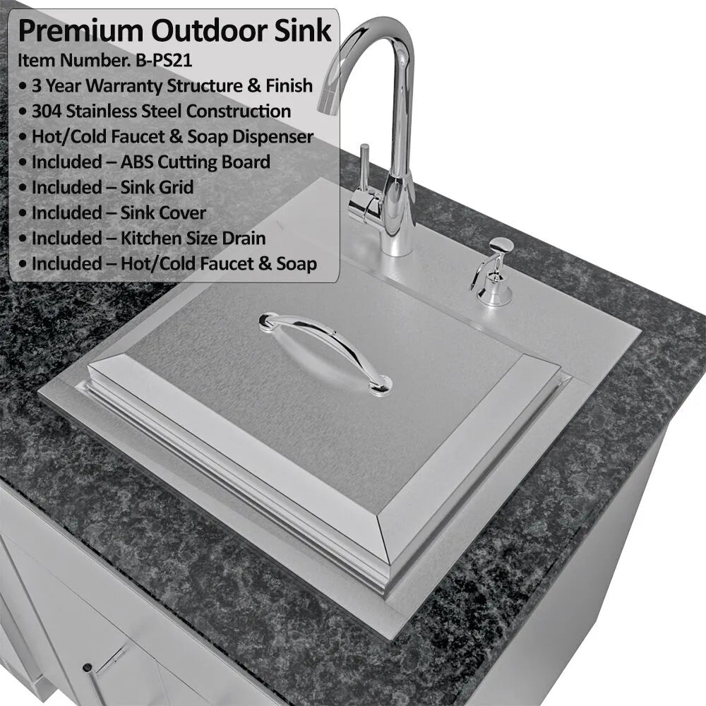 Sunstone Grills THE DALLAS 14 Foot Outdoor Cabinet Island Package with the Largest Gas Hybrid Charcoal Grill – SCPDALLAS14