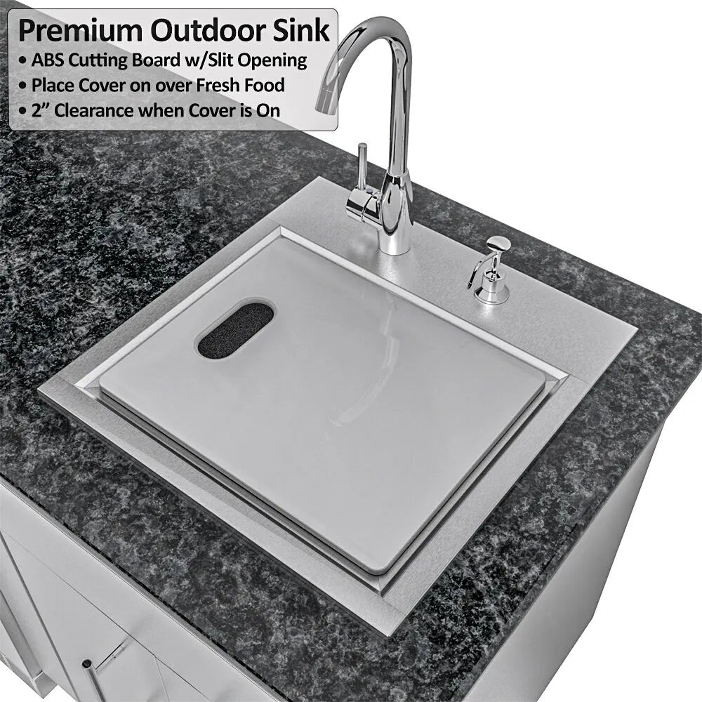 Sunstone Grills THE DALLAS 14 Foot Outdoor Cabinet Island Package with the Largest Gas Hybrid Charcoal Grill – SCPDALLAS14