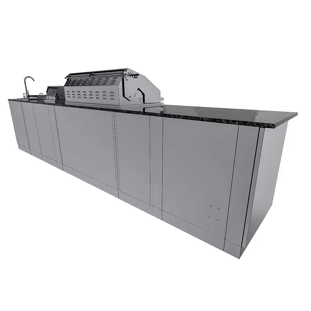 Sunstone Grills THE DALLAS 14 Foot Outdoor Cabinet Island Package with the Largest Gas Hybrid Charcoal Grill – SCPDALLAS14