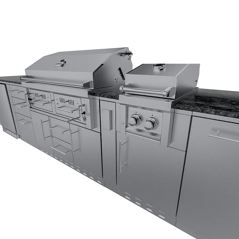 Sunstone Grills THE DALLAS 14 Foot Outdoor Cabinet Island Package with the Largest Gas Hybrid Charcoal Grill – SCPDALLAS14