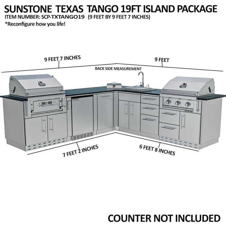 Sunstone Grills THE TEXAS TANGO 19FT Outdoor Cabinet large Island Package – SCPTXTANGO19
