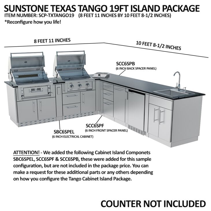Sunstone Grills THE TEXAS TANGO 19FT Outdoor Cabinet large Island Package – SCPTXTANGO19