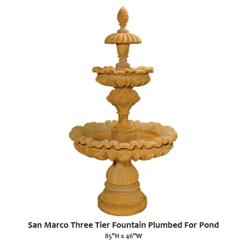 Exquisite San Marco Three-Tier Fountain - Perfectly Plumbed for Pond Elegance!