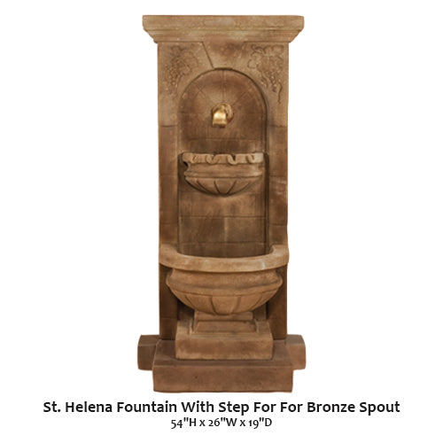Elegant St. Helena Fountain with Step and Charming Bronze Spout