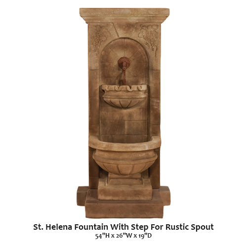 Charming St. Helena Fountain with Rustic Spout and Elegant Step Design