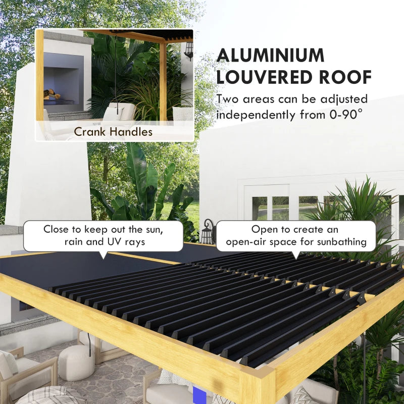 Outsunny Aluminum Louvered Pergola with Adjustable Roof, 10' x 13' Hardtop Gazebo for Patio, Deck, Garden, Yard, Beach