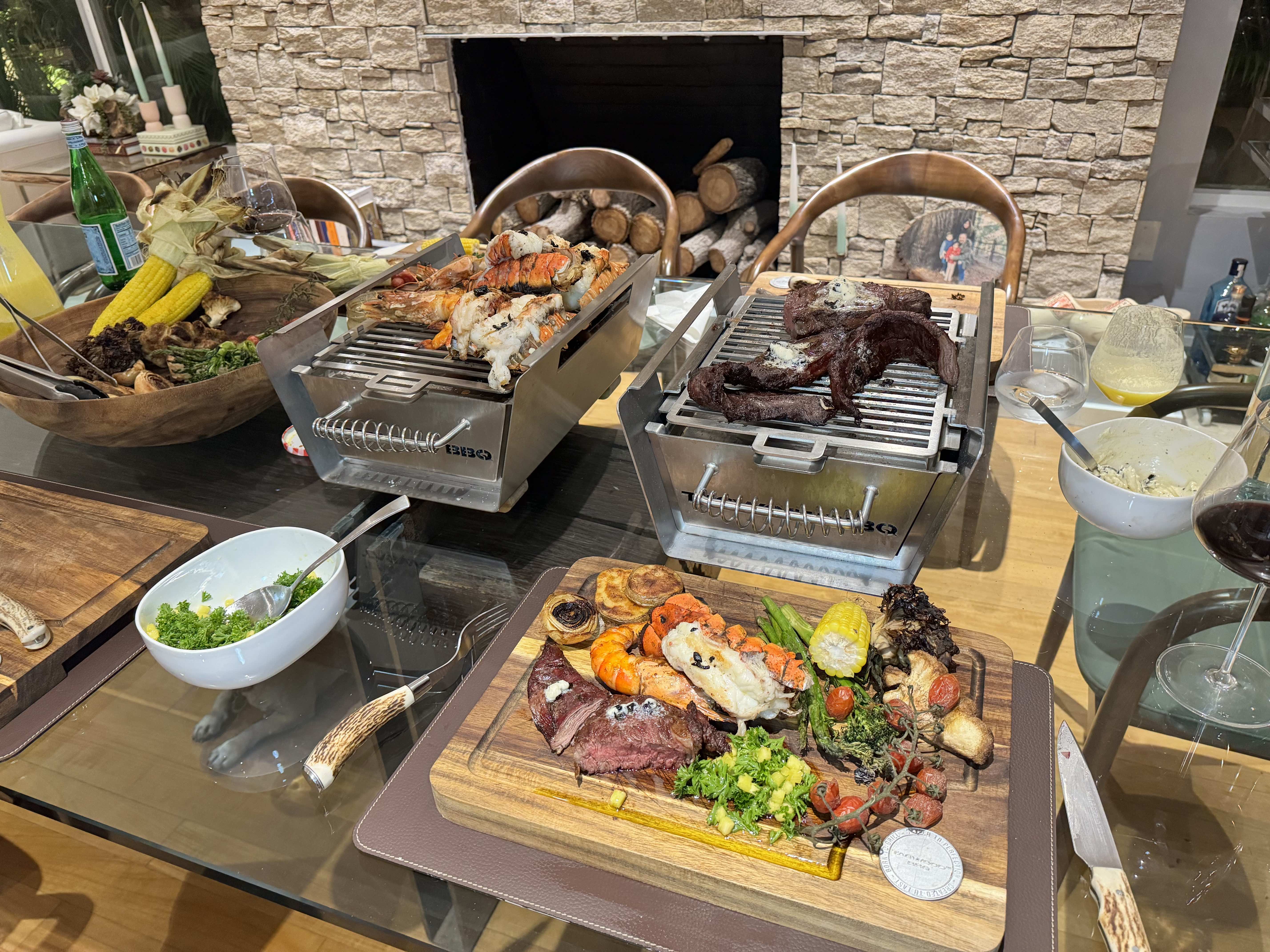 Tagwood BBQ Table Top Warming Brazier | Stainless steel and Acacia wood  | BBQ07SS--