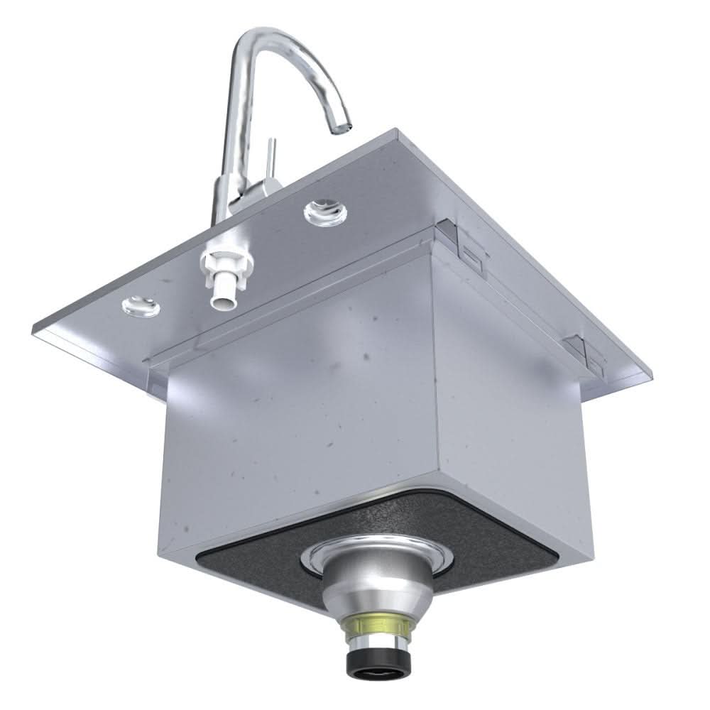 Sunstone 15 Inch Texan Series Over Under Bar Sink with Cold Water Faucet and Basin Cover - TEX-15SK