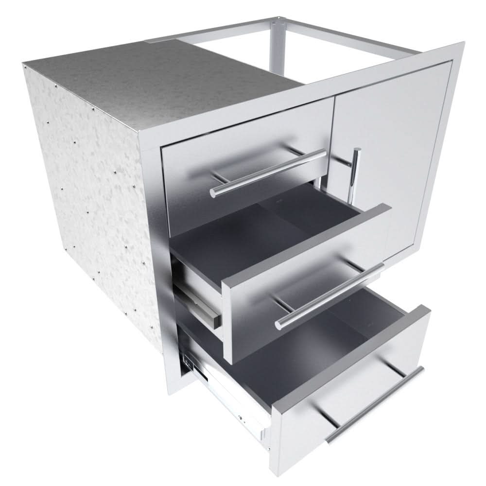 Sunstone 30 Inch Texan Series Triple Drawer Door Combo with Removable Support Frame - TEX-30TDDC