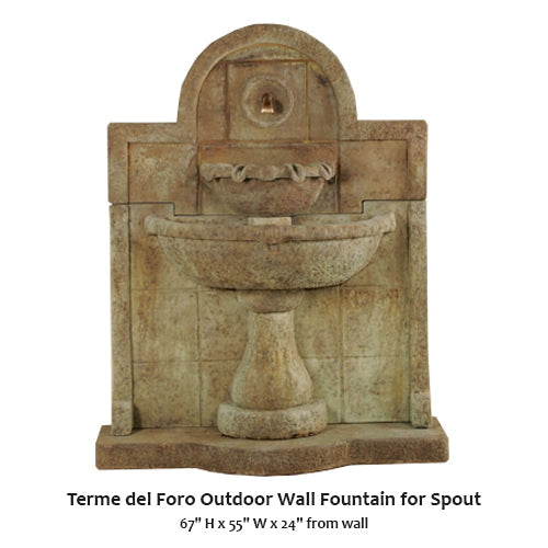 Elegant Terme del Foro Outdoor Wall Fountain with Spout