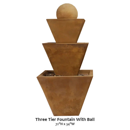 Stunning Three-Tier Water Fountain with Elegant Ball Accent