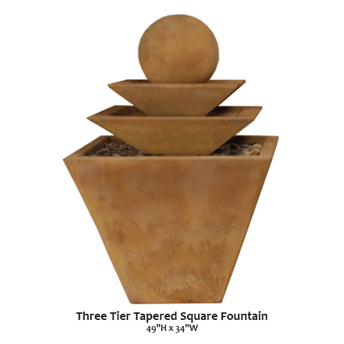 Elegant Three-Tier Tapered Square Fountain for Serene Outdoor Spaces