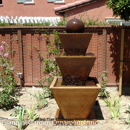 Stunning Three-Tier Water Fountain with Elegant Ball Accent