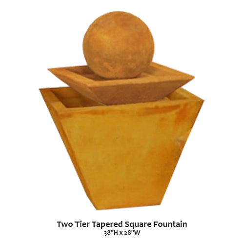 Elegant Two-Tiered Tapered Square Fountain