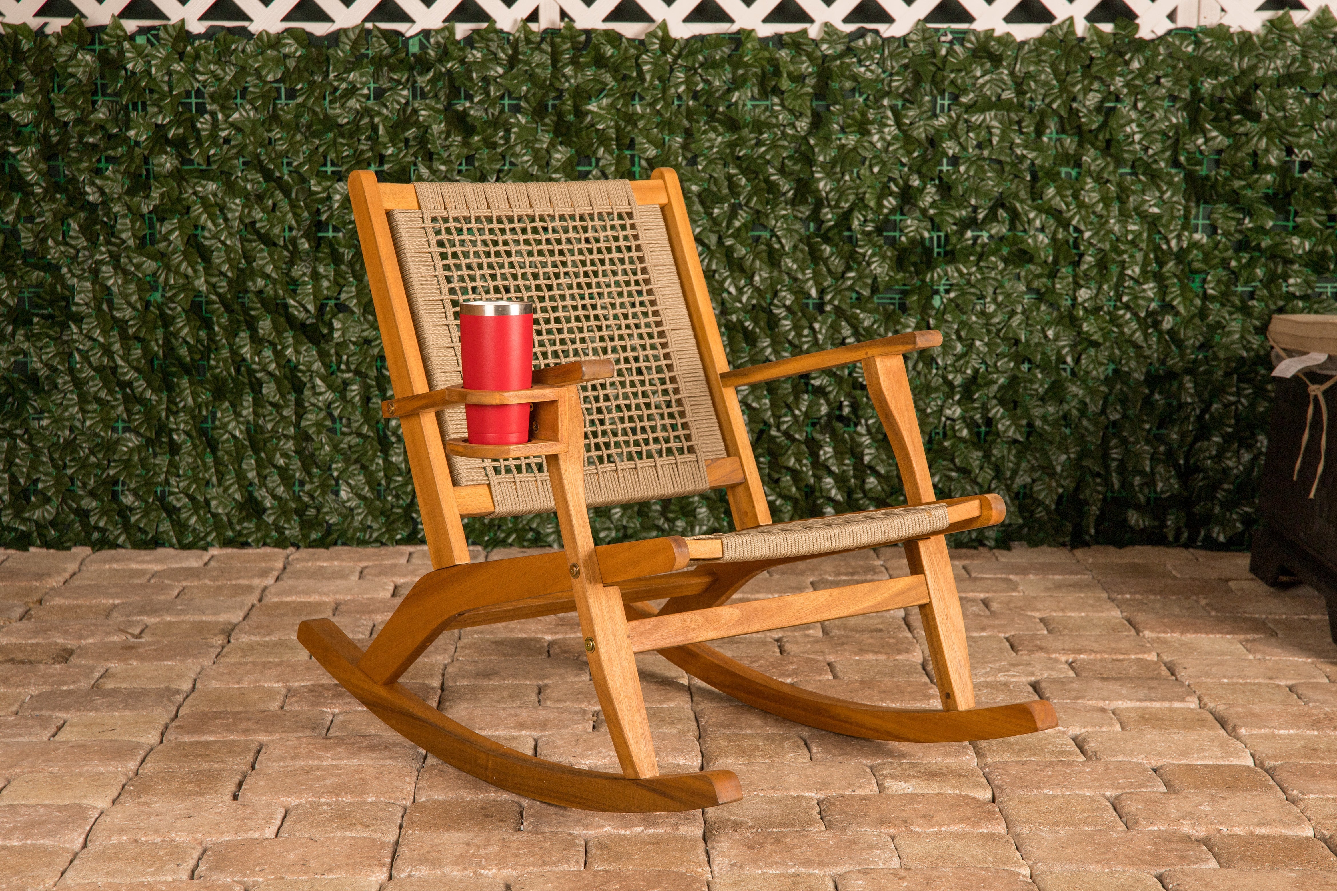 Balkene Home Vega Outdoor Rocking Chair with Beverage Holder | 65245