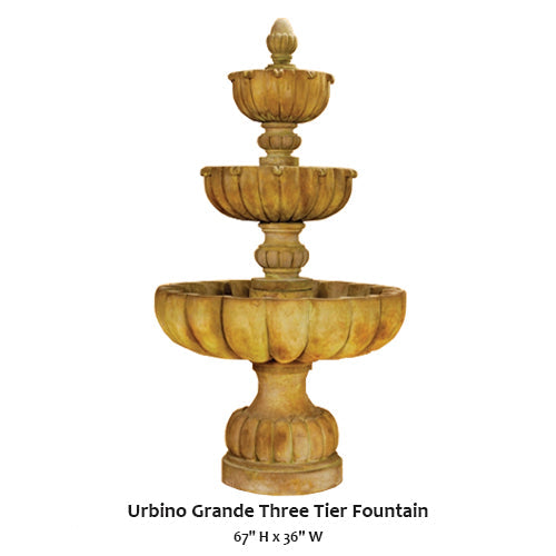 Elegant Urbino Grande Three-Tier Water Fountain