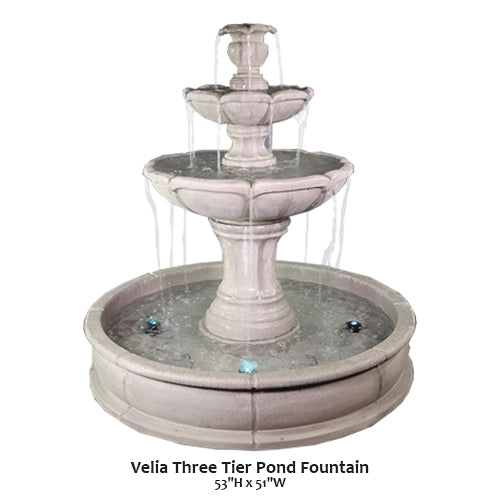 Elegant Velia Three-Tier Pond Fountain