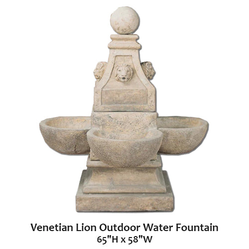 Giannini Garden Majestic Venetian Lion Outdoor Water Fountain