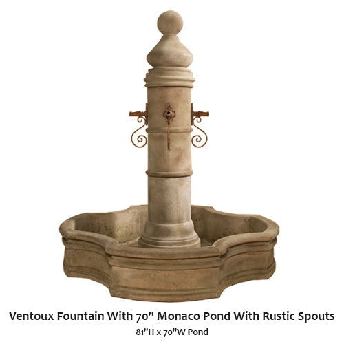 Giannini Garden Stunning Ventoux Pond Fountain with a Majestic 70" Round Pond