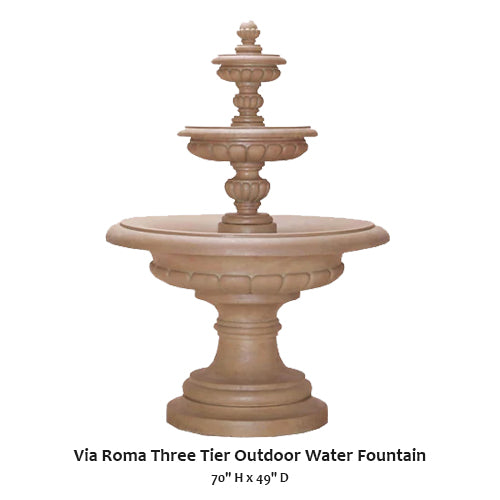 Giannini Garden Stunning Via Roma Three-Tier Outdoor Water Fountain for a Serene Backyard Oasis