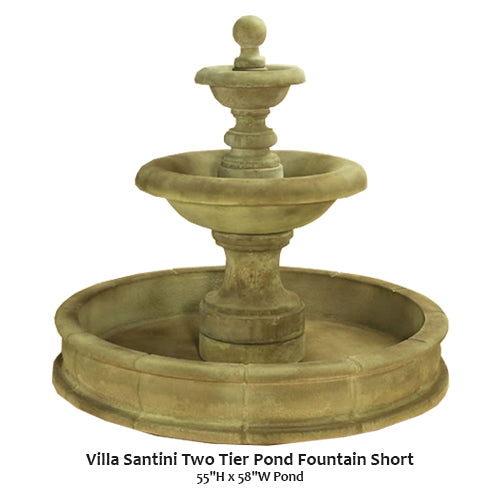 Giannini Garden Charming Short Two-Tier Pond Fountain from Villa Santini
