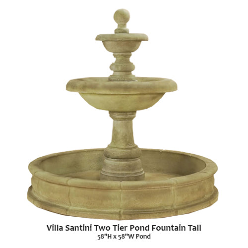 Giannini Garden Elegant Two-Tier Tall Pond Fountain by Villa Santini