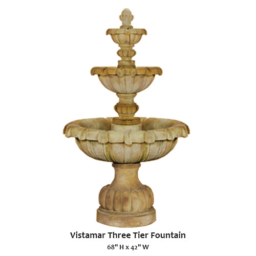 Giannini Garden Elegant Vistamar Three-Tier Water Fountain