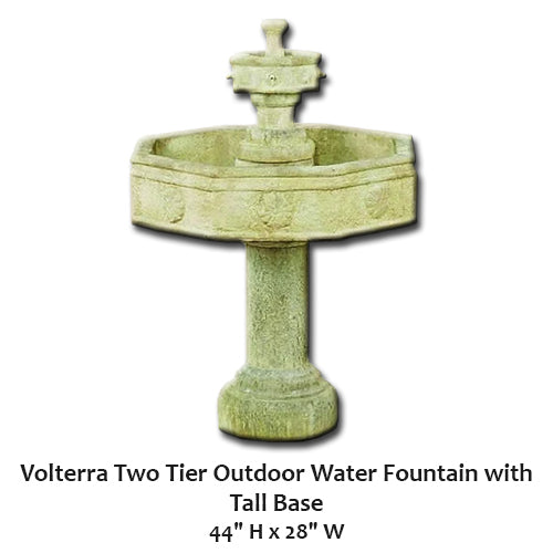 Giannini Garden Elegant Two-Tier Outdoor Water Fountain with Majestic Tall Base