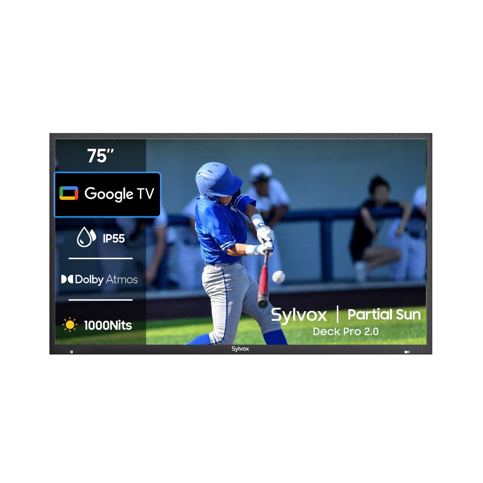 SYLVOX 75" Deck Pro 2.0 Outdoor TV with Rolling TV Cart and Soundbar