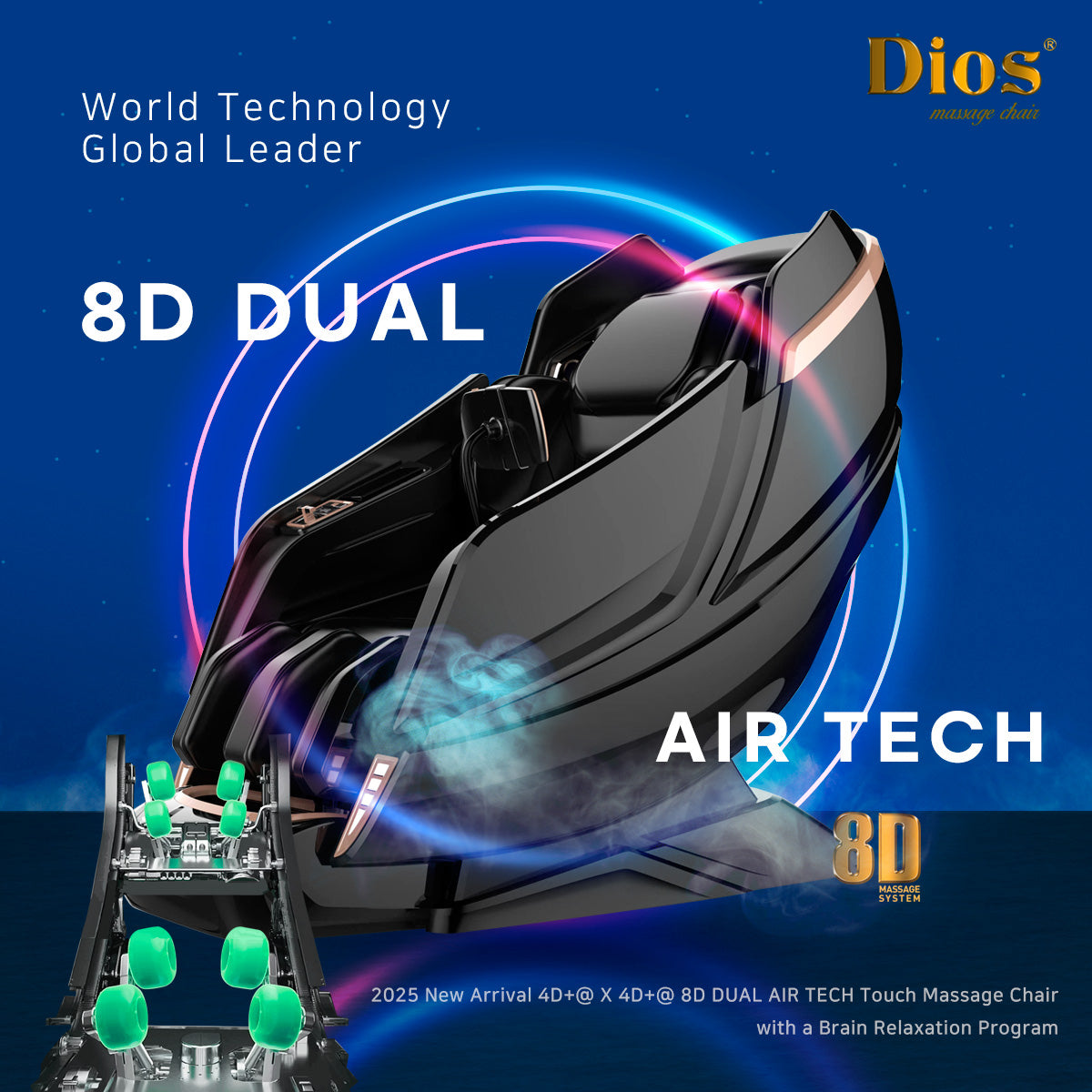 Kahuna Chair Dios-1288 Luxury Massage Chair- 8D Dual Air Tech, SL-Track, Brain Relaxation, Zero Gravity-Gray PRE-ORDER SHIPPING 8-26-25