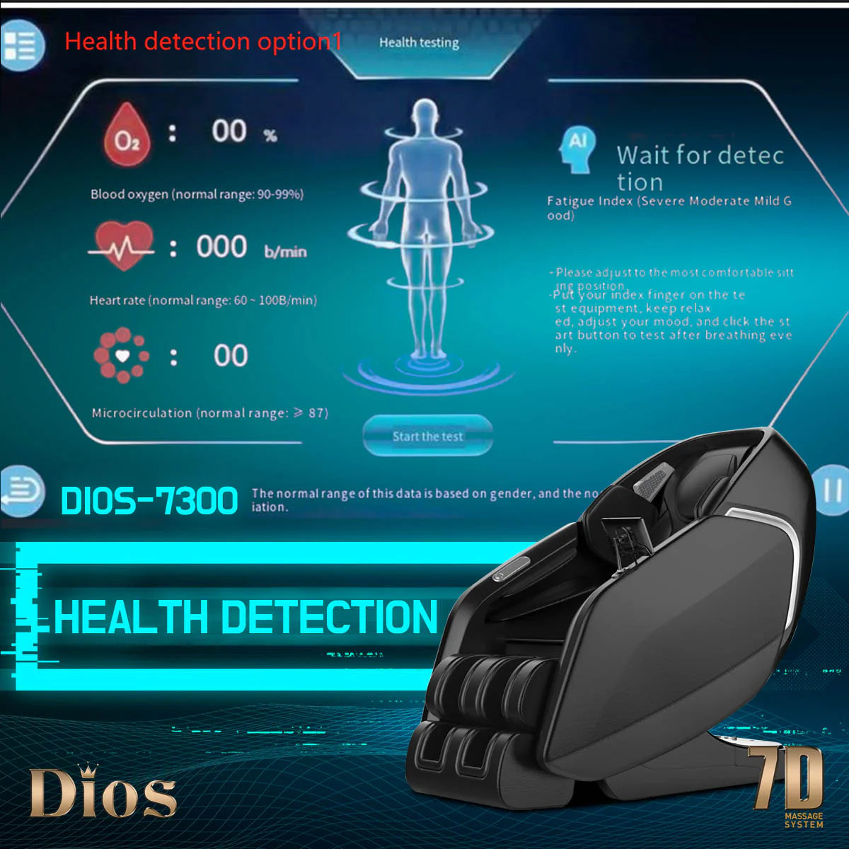 Kahuna Chair Dios Massage Chair 7D Dual Core Air Roller SL-track with 3D Calf Kneading Dios-7300 Black
