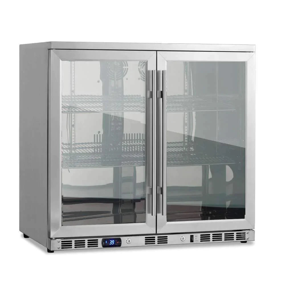 KingsBottle 36" Heating Glass 2 Door Built In Beverage Fridge - KBU56M