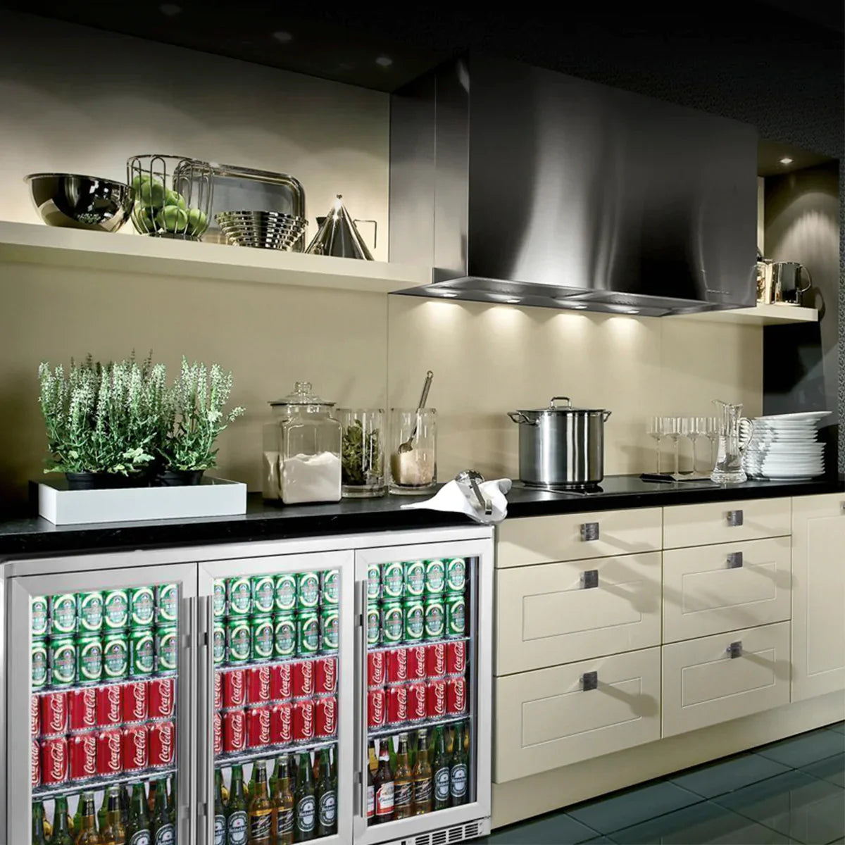 KingsBottle 53" Heating Glass 3 Door Large Beverage Refrigerator - KBU328M