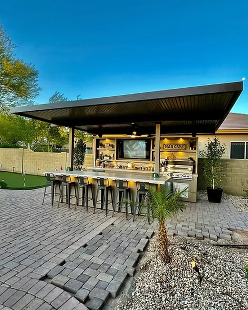 KoKoMo Fantasy Island 20' x 20' Luxury BBQ Entertainment Pavilion with 70" TV