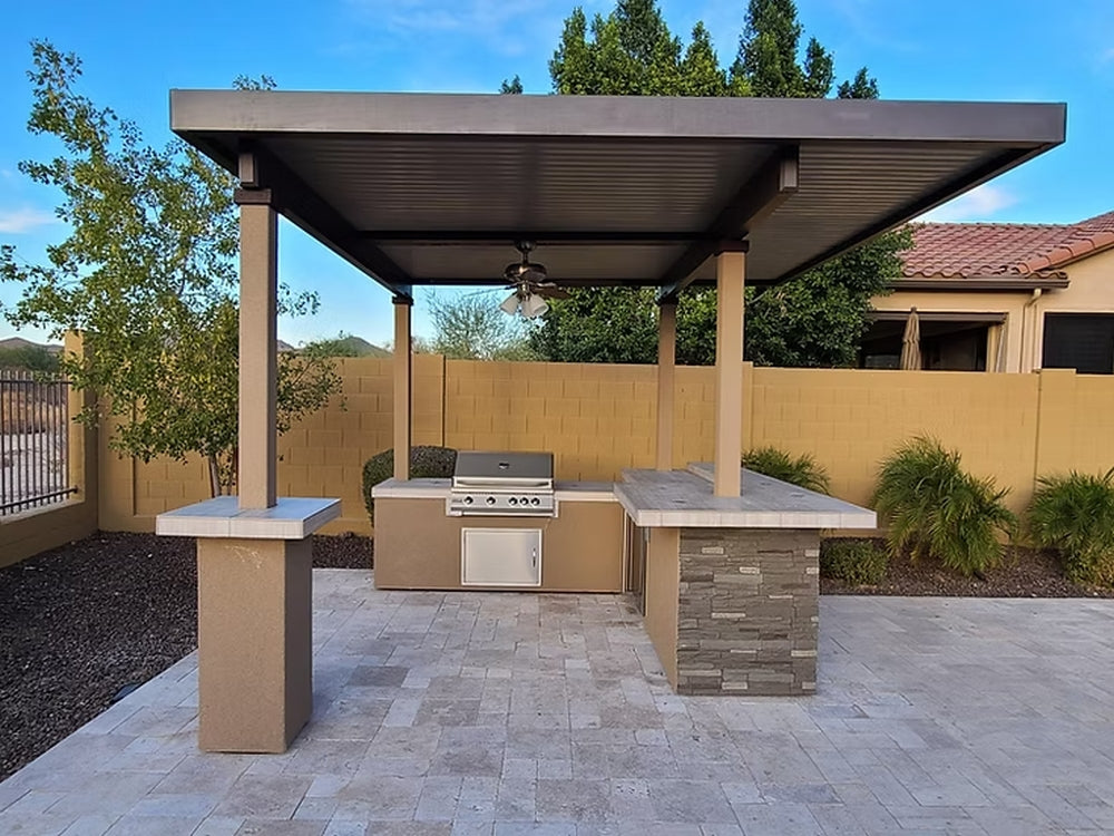 KoKoMo Aruba BBQ Island with 12' x 12' Aluminum Pergola