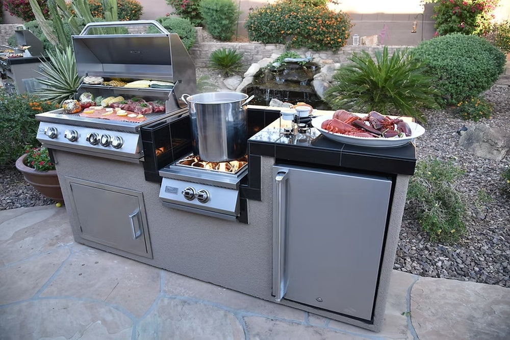 KoKoMo Power Burner 4-Burner 32" Built-In BBQ Grill Island Kitchen Package