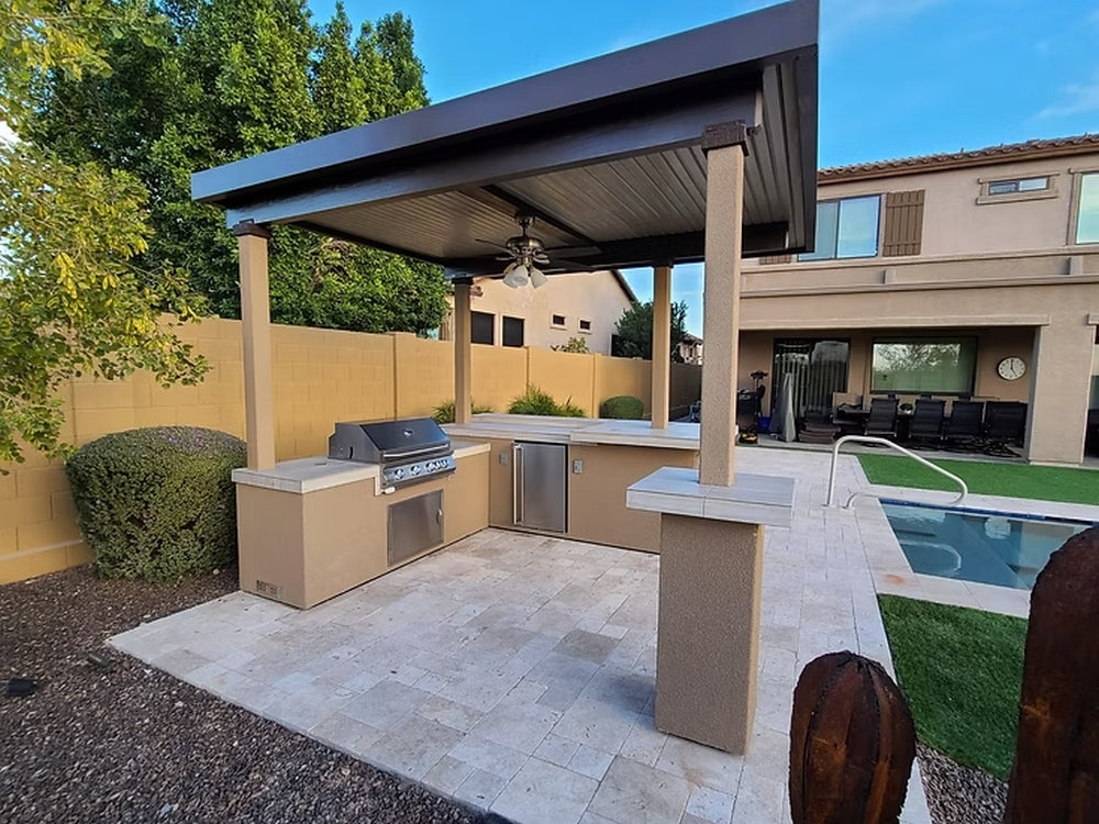 KoKoMo Aruba BBQ Island with 12' x 12' Aluminum Pergola