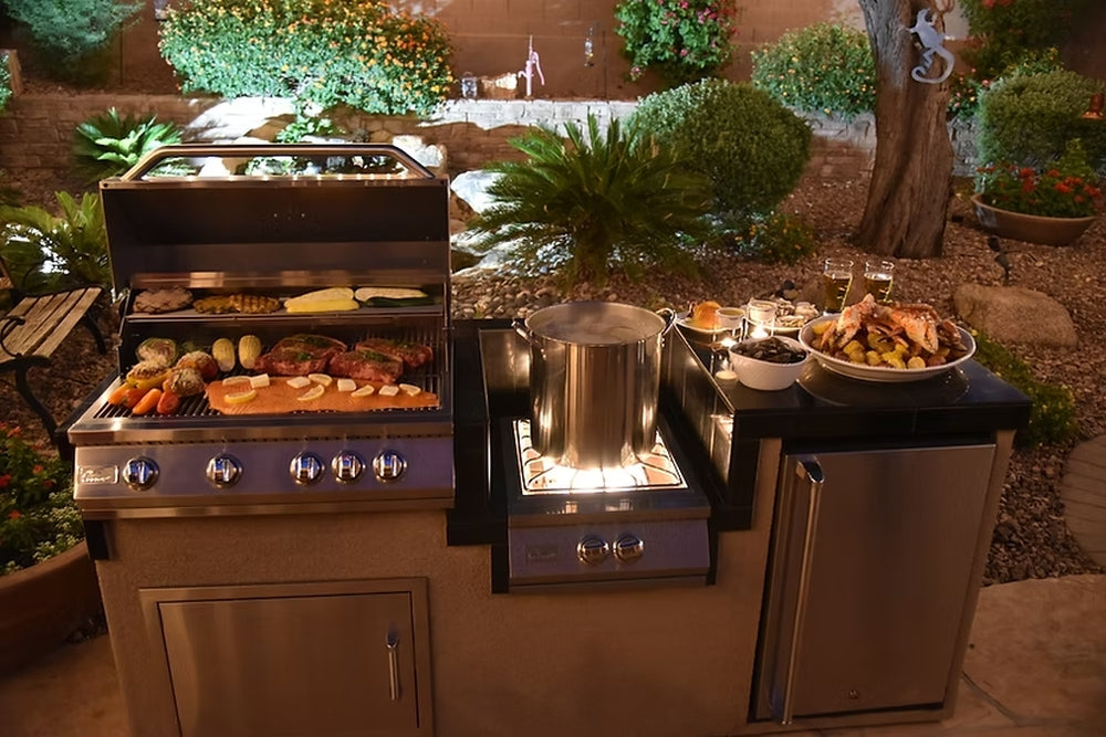 KoKoMo Power Burner 4-Burner 32" Built-In BBQ Grill Island Kitchen Package