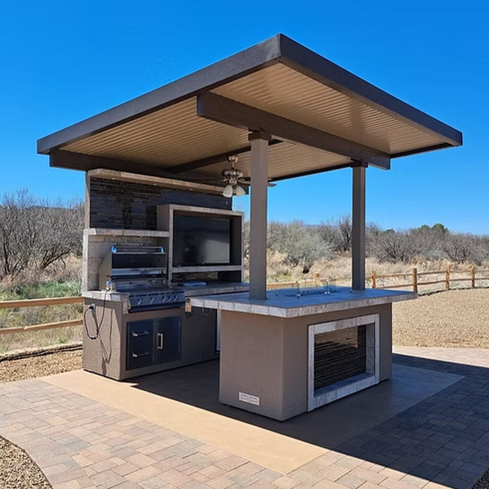 KoKoMo Baja BBQ Island with 12' x 12' Patio Cover
