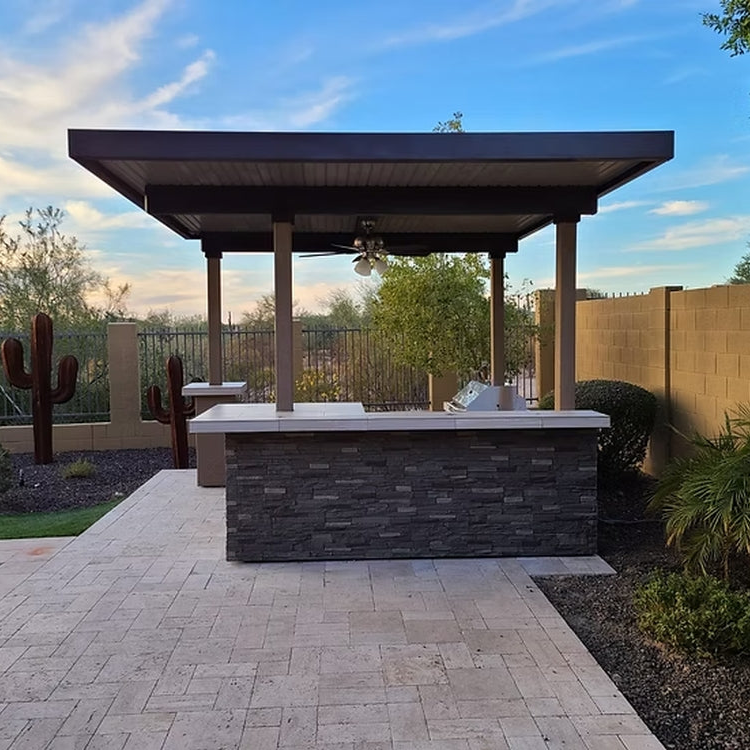 KoKoMo Aruba BBQ Island with 12' x 12' Aluminum Pergola