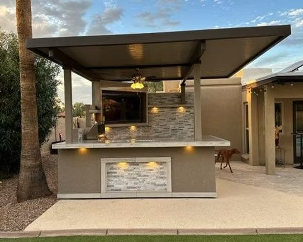 KoKoMo Bermuda BBQ Island with Oversized TV & Firepit