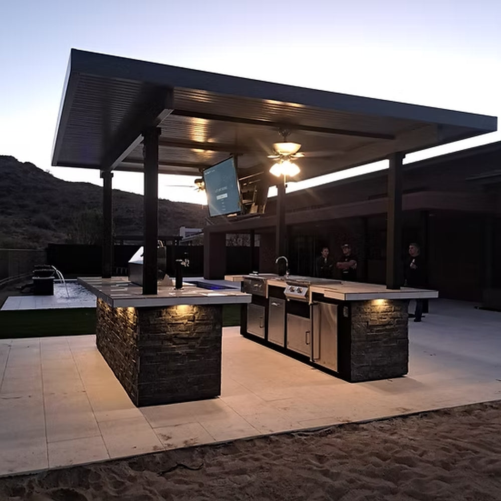 KoKoMo Big Island Sports Bar BBQ Island with Dual TVs
