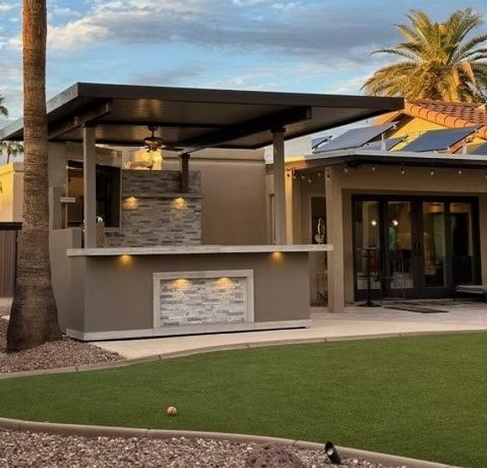 KoKoMo Bermuda BBQ Island with Oversized TV & Firepit