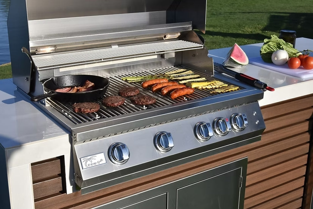 KoKoMo Professional Shiplap Outdoor Kitchen - KoKoMo Grill With Waterfall Edge