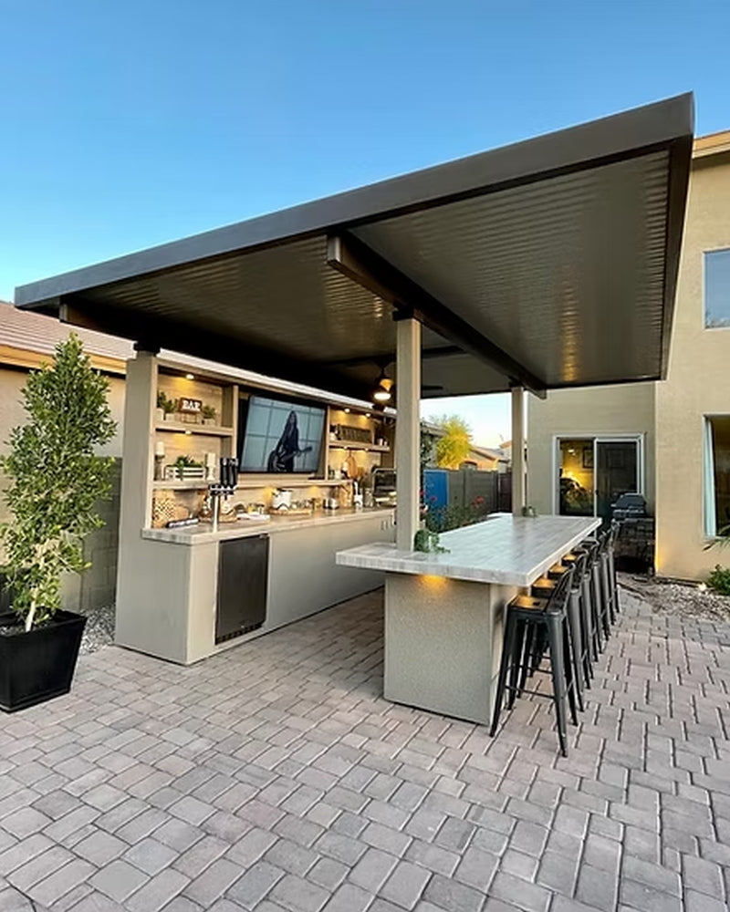 KoKoMo Fantasy Island 20' x 20' Luxury BBQ Entertainment Pavilion with 70" TV